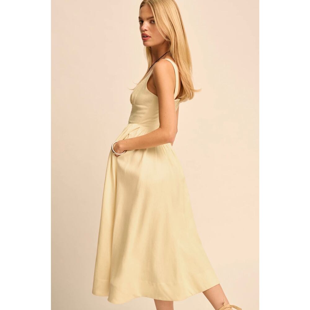 Reformation Butter Yellow Parmesan Balia Linen Dress US 6 - Picture 3 of 10